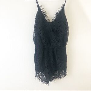 Maddy K Black Lace Romper Spaghetti strap  size S